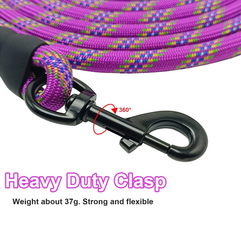 MayPaw Heavy Duty Rope Dog Leash, 6/8/10/15/20 FT Long Nylon Pet Leash, Soft Padded Handle Thick Lead Leashes for Large Medium Dogs Walking Recall Training (6ft * 1/2", Purple) - Image 2